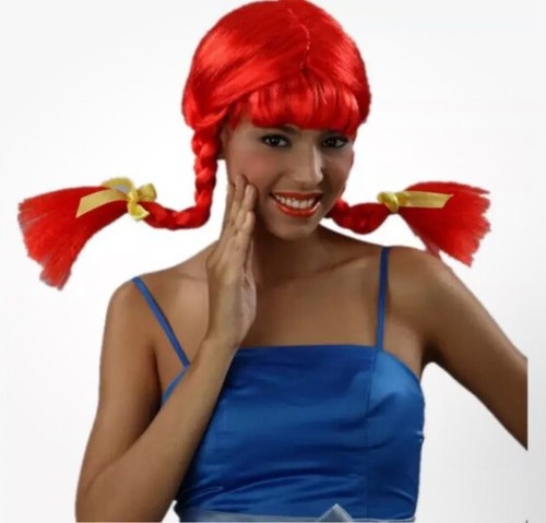 Red pigtail wig ginger - red,
