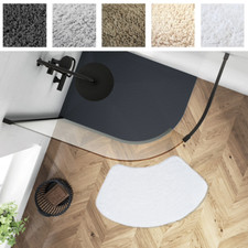 Curved Shower Mat 80 x 48cm - 100% Cotton U-Shaped Bath Mat Supersoft, Absorbent