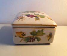 VINTAGE INDIA JANE HAND PAINTED 'CRAQULEURE' PORCELAIN TREASURE BOX