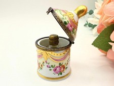 Vintage Limoges Trinket Box With Miniature Glass Perfume Bottle