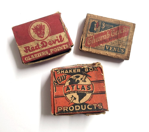 Vtg empty boxes for tacks - for,