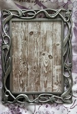 Art Nouveau Style Pewter Look Photo Frame Holds 3x2” Photo Plus Small Frame 