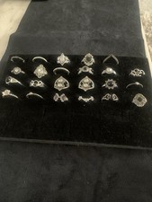 Job Lot Bundle Of Costume Rings X23 Silver Tone & Black