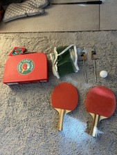 Dining Table Ping Pong set with Carry Case vintage wooden  bats