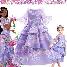 Girls Kids Encanto Isabella Princess Dress Up Costume Party Birthday Outfit Gift