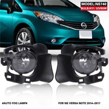 2Pcs Front Fog Lights Assembly w/ Clear Lens Grills Bumper For Nissan VERSA NOTE