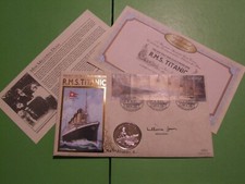 BENHAM COIN COVER 1998 SIGNED TITANIC SURVIVOR MILLVINA DEAN, BU $5 LIBERIA COIN
