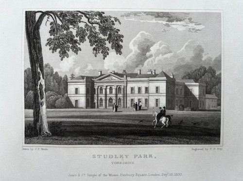 1830 antique print - print;, studley