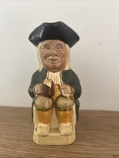 VINTAGE TOBY JUG TONY WOOD MEDIUM PHILPOT GENT PINT PIPE GREEN COAT 5 INCH TALL