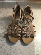 Taupe beaded sandals size 6