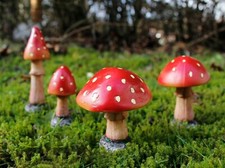 4pc red mushroom - mushroom, decoration