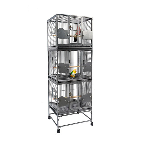 Triple stacked parrot cage - parrot,
