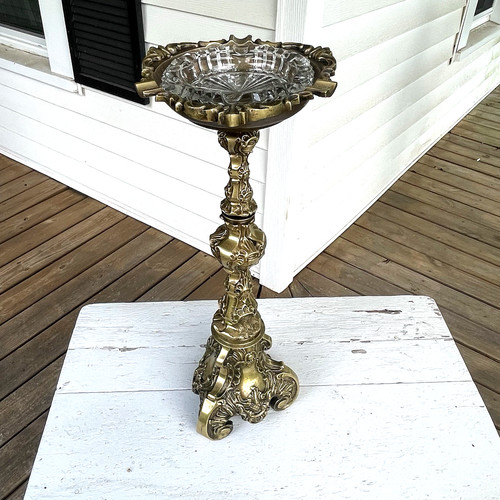Vtg brass smoking stand - vtg,