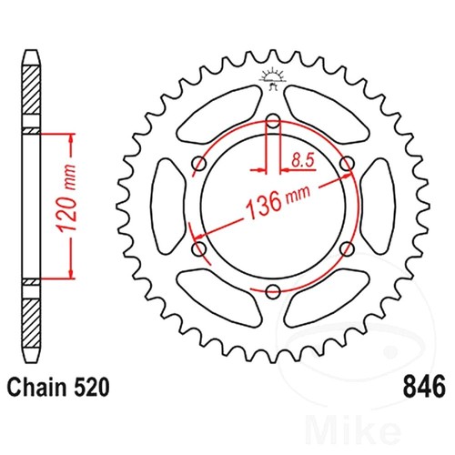 Rear sprocket tooth 520 - tooth,