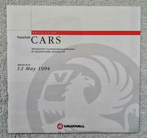 Vauxhall price guide 1994 - vauxhall,