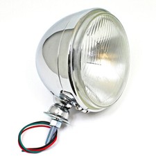 Vintage/Classic Car Pair 7" diameter chrome headlamp units 12V Flat lens RHD/LHD