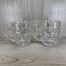 Beer Tankard Stein Dimpled Glass Jug Traditional Vintage Mancave Half Pint X2