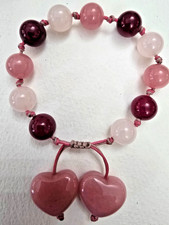 LOLA ROSE BEAUTIFUL DUSKY PINK /DARK RED / WHITE QUARTZ GEMSTONE BRACELET - NWOT