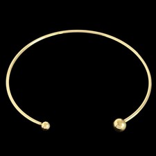 Gold Plated Open Torque Collar Necklace Asymmetrical Ball Ends
