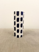 Next Blue Painted Pattern Cylinder Ceramic Vase/home Office Flower Floral Vase
