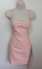 Oh Polly Baby Pink Diamanté Trim Backless Dress 8 10 Stargazer Celeb Fave
