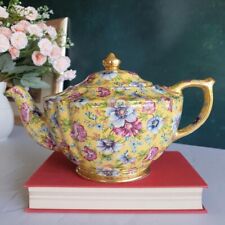 Large Sadler Sophie Chintz Teapot Yellow Made in England 5111 Great Condition