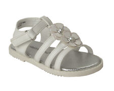 GIRLS WHITE FLOWER SUMMER SANDALS GLADIATOR STRAPPY SANDALS SHOES UK SIZE 5-12