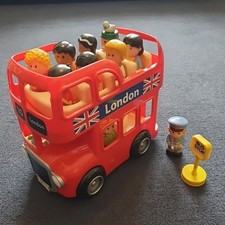 ELC Happyland Double Decker Red London Bus Playset Bundle With Sounds 13 Figures