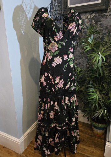Black floral maxi dress 10 - dress, uk