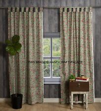 Indian Hand Block Print Curtain Tab Top Tapestry Curtains Window Boho Valance