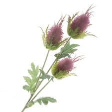 3 Head Artificial Eryngium Thistle Spray x 67cm - Green Purple or Green Blue