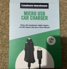 carphone warehouse micro usb car charger black 1.8m 6ft works with smart phones