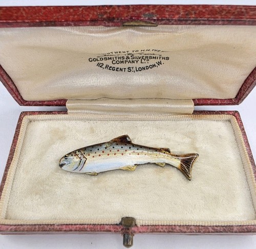 Antique victorian enamel trout - victorian,