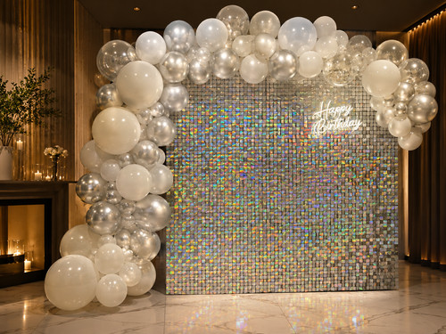 Silver sequin shimmer wall - silver,
