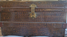 Vintage Antique Tin Metal Chest Trunk Coffee Table