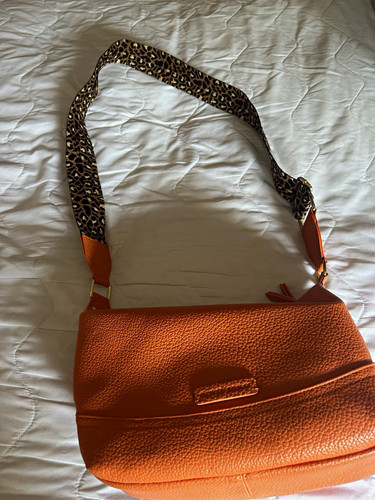 Orange pebbled faux - orange, leather