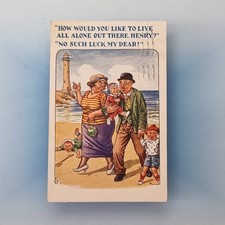 Comic Postcard C1928 Lighthouse Henpecked Husband Fat Lady Seaside