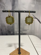 Anthropologie Earrings Vintage Style Gold With Green Stones