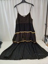 ❤️ Marks And Spencer Black And Gold Gorgeous Strappy Maxi Dress Size Large Bnwot