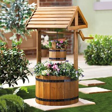 Wooden wishing well planter - wishing,