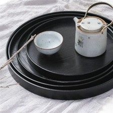 Round Wooden Serving Tray Tea