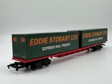 C201 Hornby Eddie Stobart Double Container Wagon OO Gauge Play Worn Condition