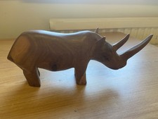 Hand Carved Wooden Rhino -