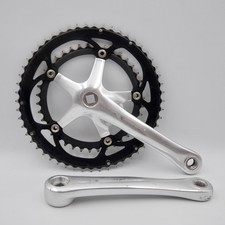 Vintage Retro Campagnolo Mirage Chainset, Crankset 53/39T Black Chainrings 170mm