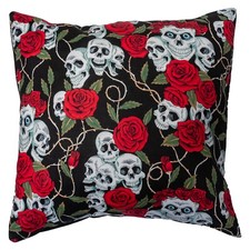 Skull & Red Roses Cushion