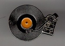 Record player pin badge