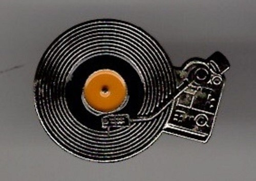 Record player pin badge