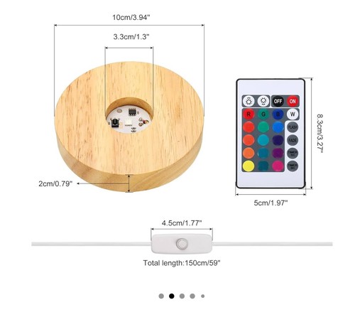 Round wooden led - lamp, base