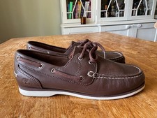 WOMENS TIMBERLAND BROWN LACE UP TRAINERS UK 6.5 SHOES LEATHER DECK BOAT