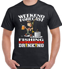 Fishing T-Shirt Mens Fisherman Rod Angling Angler Weekend Forecast Drinking